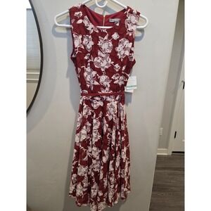 Nwt Danny and Nicole dress size 8 Red Foral Lace Romantic Dress Y2k